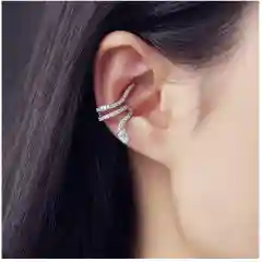 Серебряный серьга на одно ухо "Змея", 2 цвета, сережка кафф, серьга каффа в форме змеи