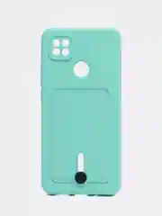 Бирюзовый чехол Xiaomi Redmi 10A / 9C, Сяоми Редми 10А / 9С, с карманом для карты, силиконовый