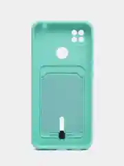 Бирюзовый чехол Xiaomi Redmi 10A / 9C, Сяоми Редми 10А / 9С, с карманом для карты, силиконовый