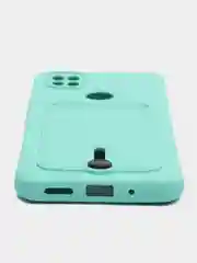 Бирюзовый чехол Xiaomi Redmi 10A / 9C, Сяоми Редми 10А / 9С, с карманом для карты, силиконовый