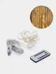 Желтый светодиодная гирлянда LED штора занавес с дистанционным USB пультом управления, 3на3 метра