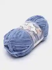 Синий меланж пряжа плюшевая Alize Velluto, микрополиэстер, 100 г, 68 м