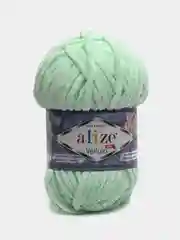 Салатовый пряжа плюшевая Alize Velluto, микрополиэстер, 100 г, 68 м