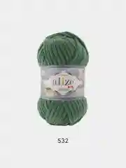 Зеленый пряжа плюшевая Alize Velluto, микрополиэстер, 100 г, 68 м