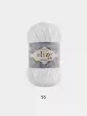 Белый пряжа плюшевая Alize Velluto, микрополиэстер, 100 г, 68 м