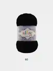 Черный пряжа плюшевая Alize Velluto, микрополиэстер, 100 г, 68 м