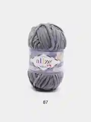 Серый пряжа плюшевая Alize Velluto, микрополиэстер, 100 г, 68 м