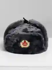 Тёмно-серый шапки Ушанки/ Будёновка/ Солдатская/ Ушанка (Разные цвета) с кокардой, СССР, РФ