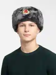 Тёмно-серый шапки Ушанки/ Будёновка/ Солдатская/ Ушанка (Разные цвета) с кокардой, СССР, РФ
