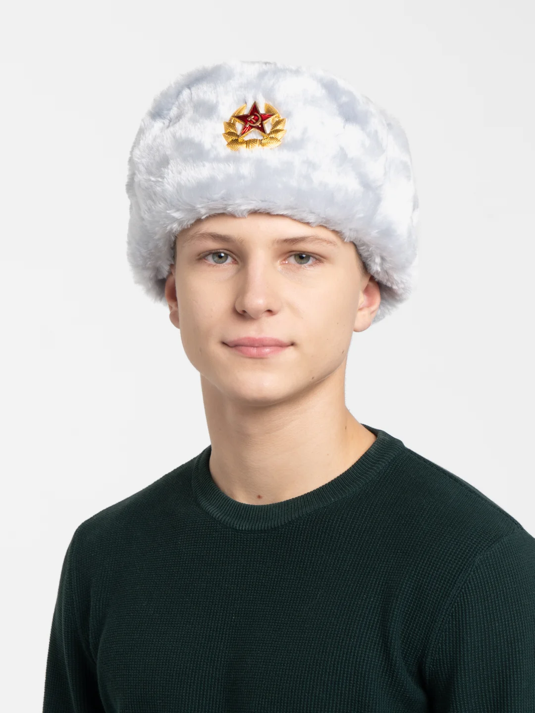 Серый шапки Ушанки/ Будёновка/ Солдатская/ Ушанка (Разные цвета) с кокардой, СССР, РФ