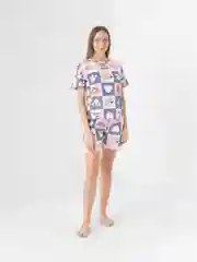Белый пижама женская футболка и шорты
