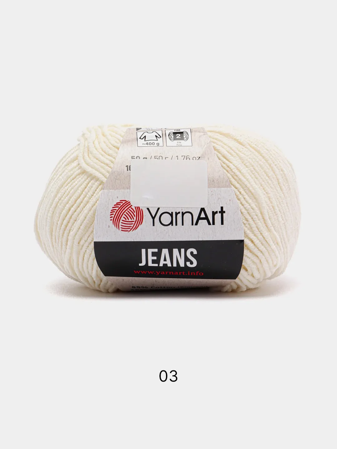 Молочный пряжа YarnArt Jeans, 50 г, 160 м