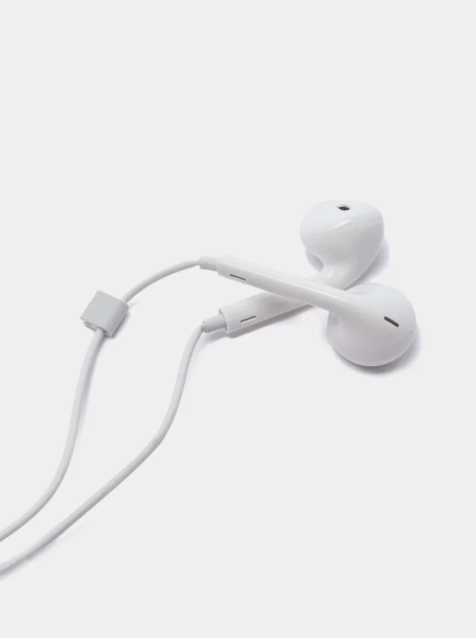 Белый наушники проводные Lightning для iPhone 7-14 с микрофоном ( Без Bluetooth)