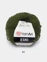 Зелёный хаки пряжа YarnArt Jeans, 50 г, 160 м
