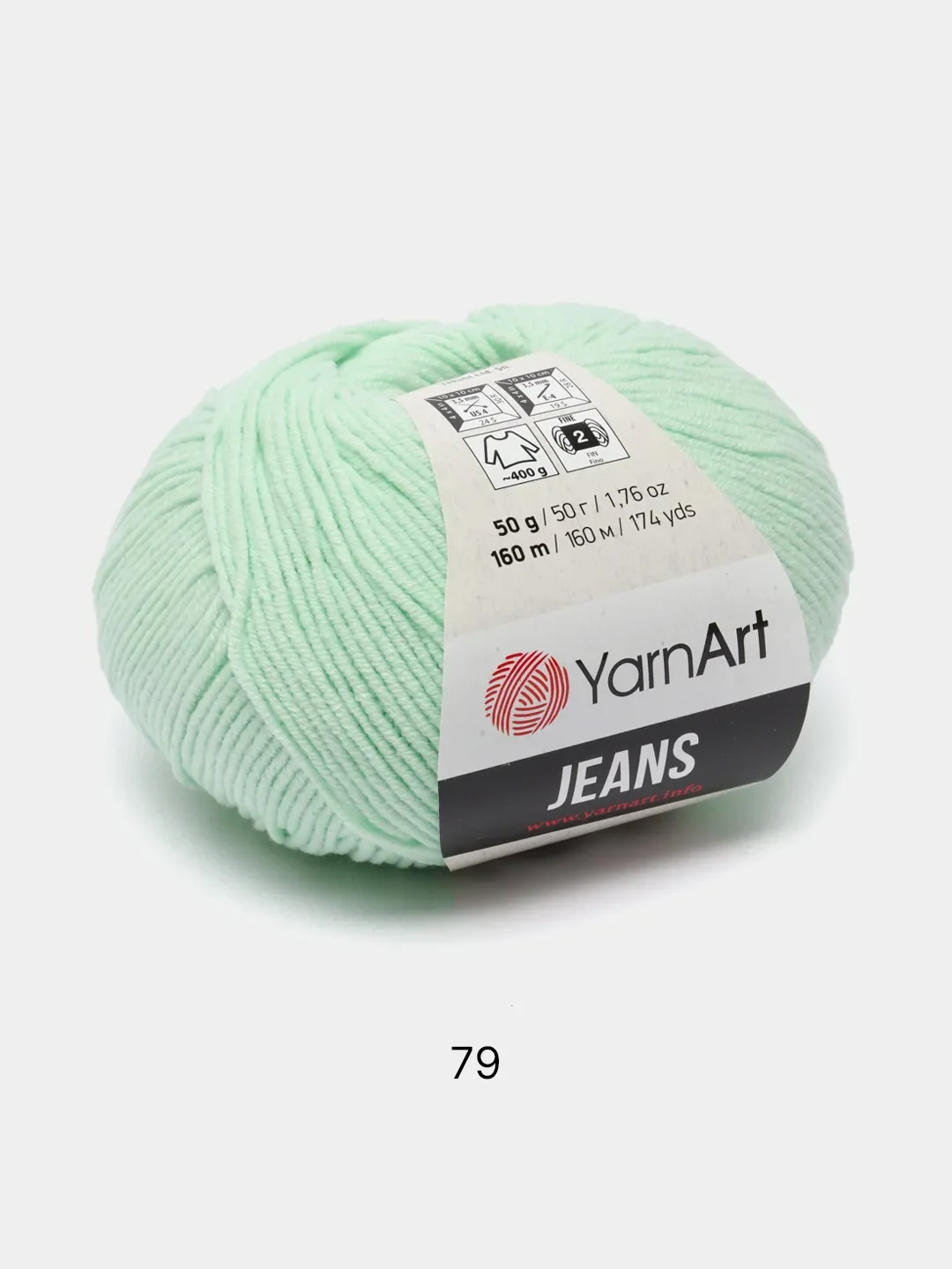 Мятный пряжа YarnArt Jeans, 50 г, 160 м