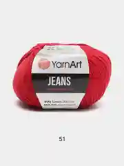 Красный пряжа YarnArt Jeans, 50 г, 160 м
