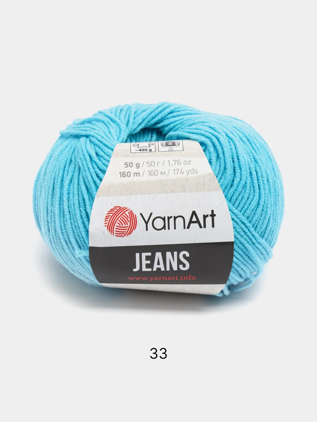 Лазурный пряжа YarnArt Jeans, 50 г, 160 м
