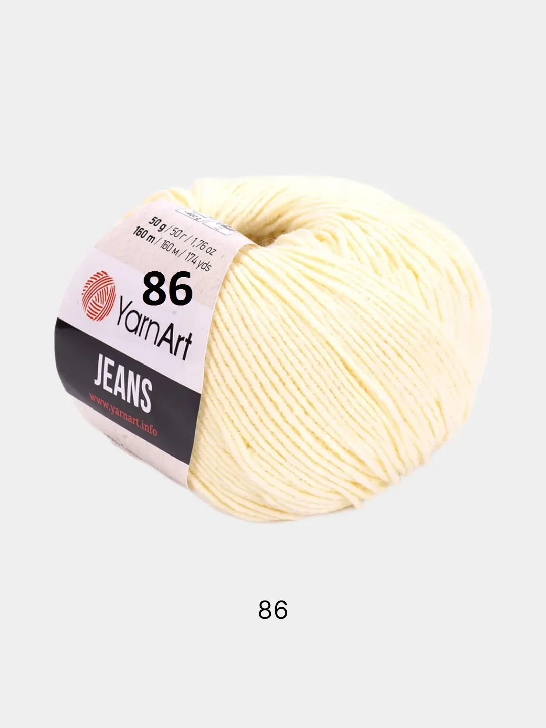 Светло-жёлтый пряжа YarnArt Jeans, 50 г, 160 м