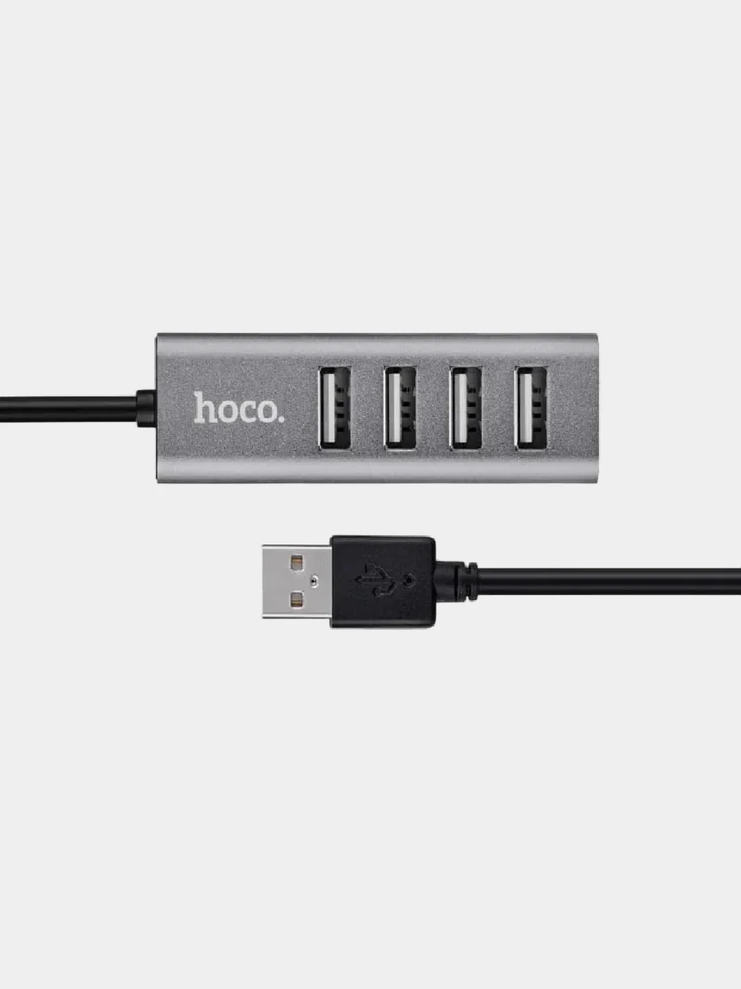Серебряный usb-концентратор на 4 порта USB, разветвитель HOCO HB1, переходник, адаптер хаб