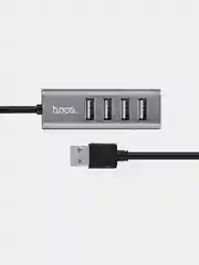 Серебряный usb-концентратор на 4 порта USB, разветвитель HOCO HB1, переходник, адаптер хаб