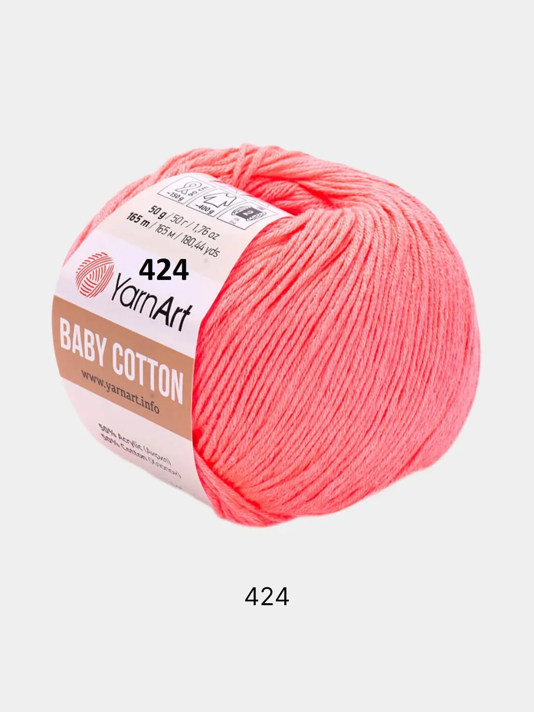 Коралловый пряжа YarnArt Baby cotton, 50 г, 165 м, акрил и хлопок