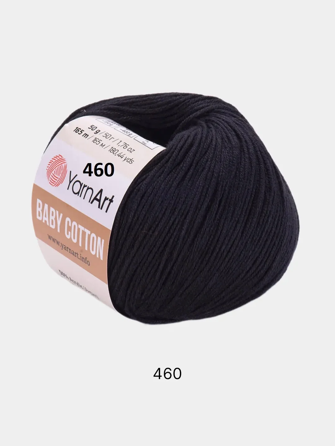 Черный пряжа YarnArt Baby cotton, 50 г, 165 м, акрил и хлопок