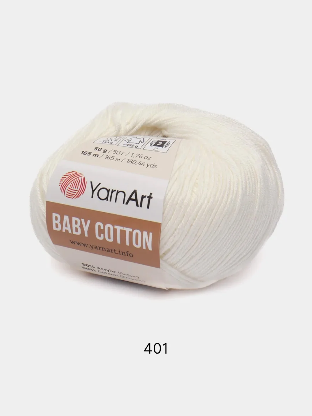 Молочный пряжа YarnArt Baby cotton, 50 г, 165 м, акрил и хлопок