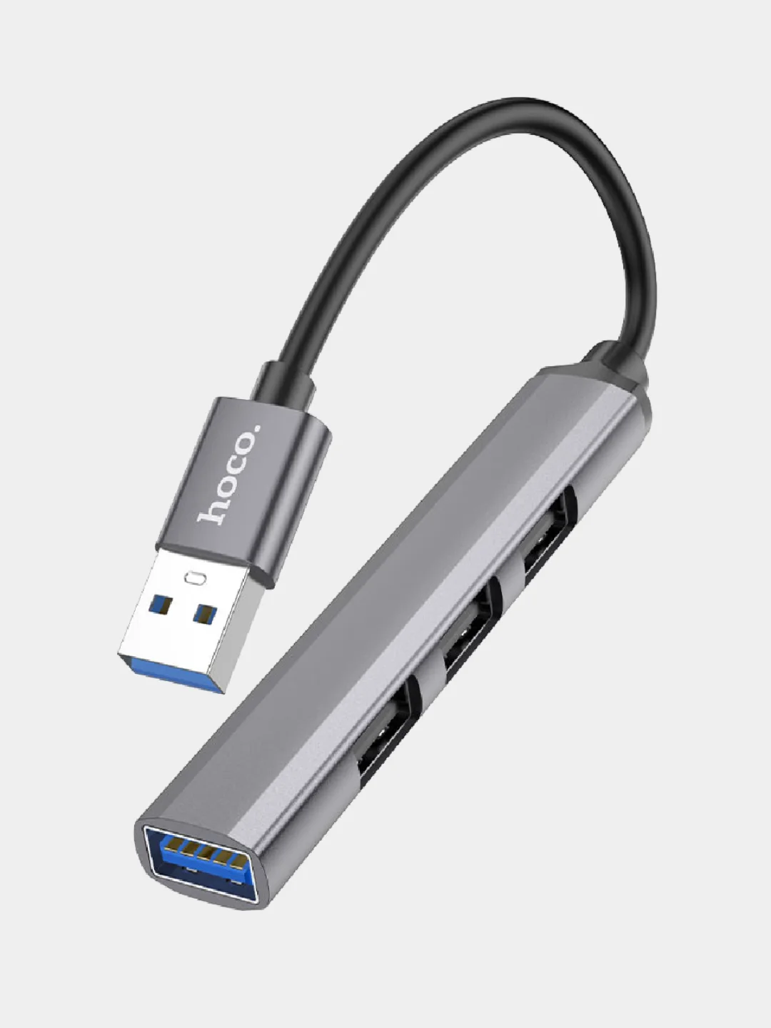 Серебряный usb-концентратор Hoco HB26, переходник 4 USB-порта, хаб разветвитель, адаптер