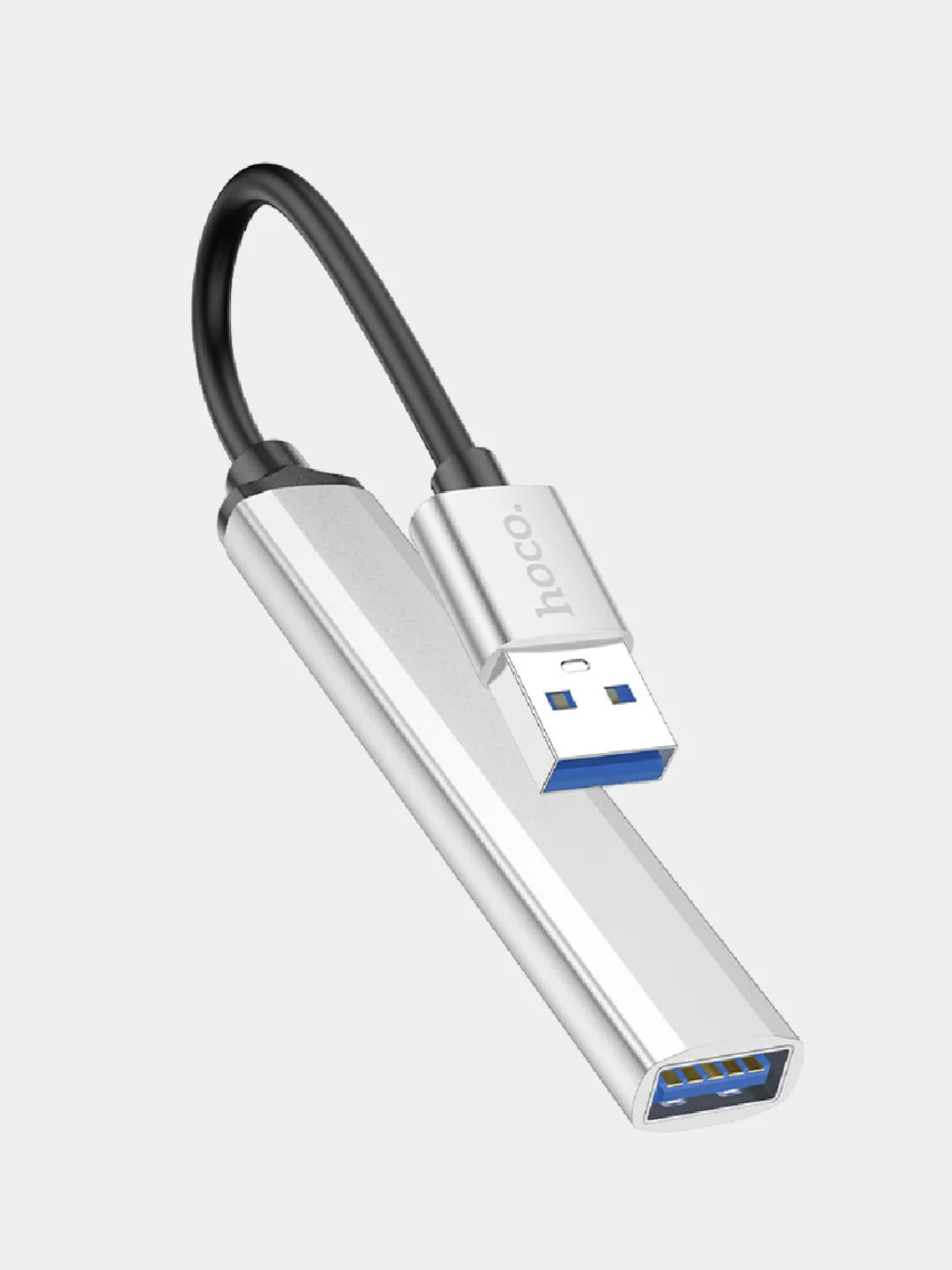 Серебряный usb-концентратор Hoco HB26, переходник 4 USB-порта, хаб разветвитель, адаптер