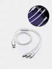Небесно-голубой кабель зарядный 3-в-1 подсветкой для iPhone, Android micro USB Type-C Lightning