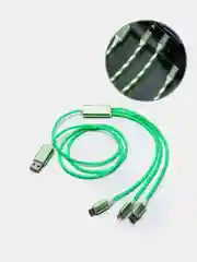 Кабель зарядный 3-в-1 подсветкой для iPhone, Android micro USB Type-C Lightning