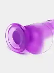 Фиолетовый фаллоимитатор с мошонкой, на присоске