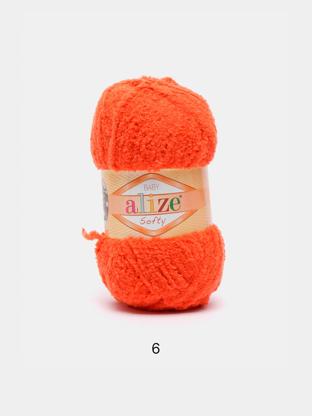 Оранжевый пряжа плюшевая Alize Softy, микрополиэстер, 50 г, 115 м