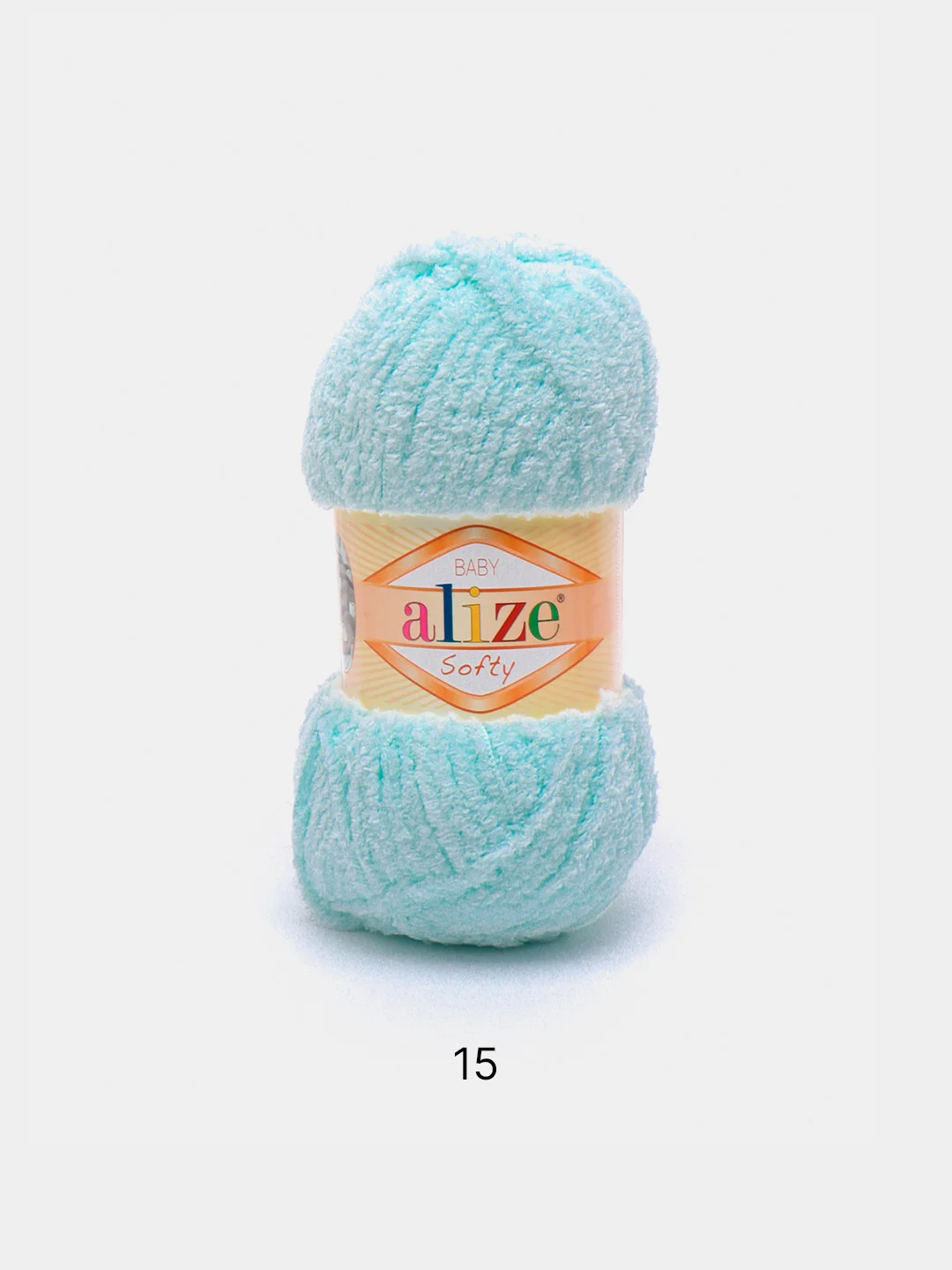 Мятный пряжа плюшевая Alize Softy, микрополиэстер, 50 г, 115 м