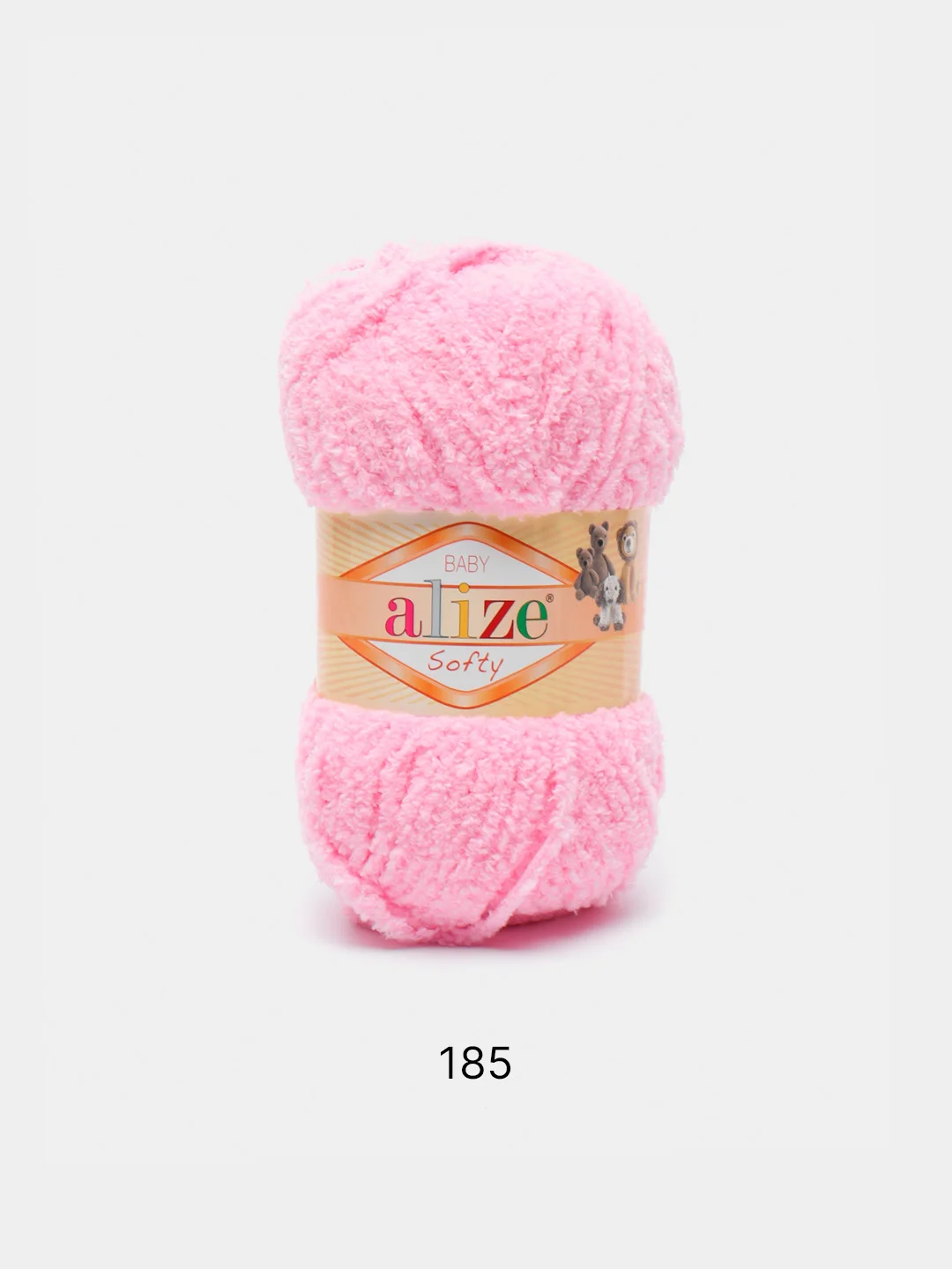 Розовый пряжа плюшевая Alize Softy, микрополиэстер, 50 г, 115 м