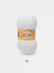 Белый пряжа плюшевая Alize Softy, микрополиэстер, 50 г, 115 м