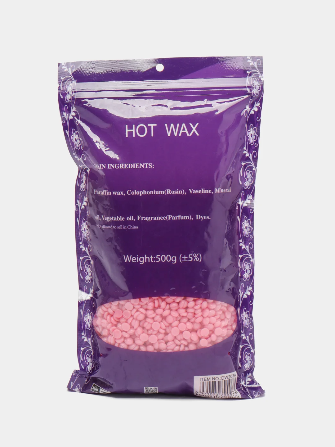 Розовый воск для депиляции в гранулах HOT WAX 500гр