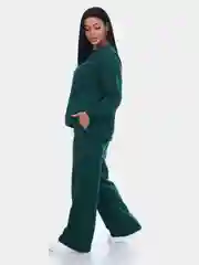 Зеленый женский спортивный костюм, оверсайз стиль