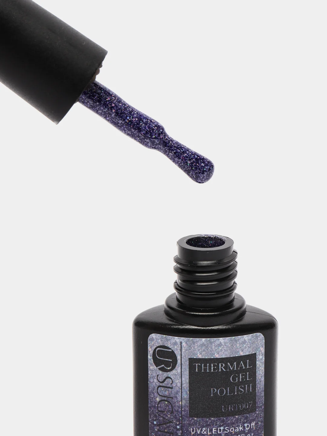 Термо гель-лак, термолак UR SUGAR цветной, с блестками, меняющий цвет, 7,5 мл