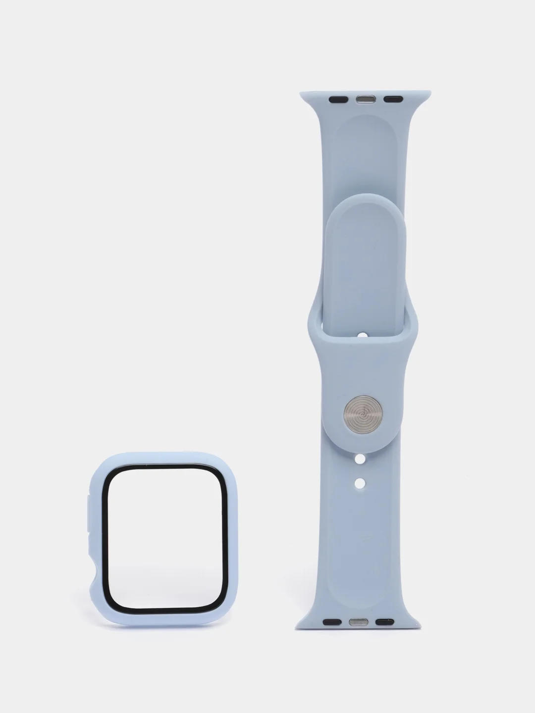 Небесно-голубой бампер с защитным стеклом и ремешком для Apple Watch 38/40/41/42/44/45/49