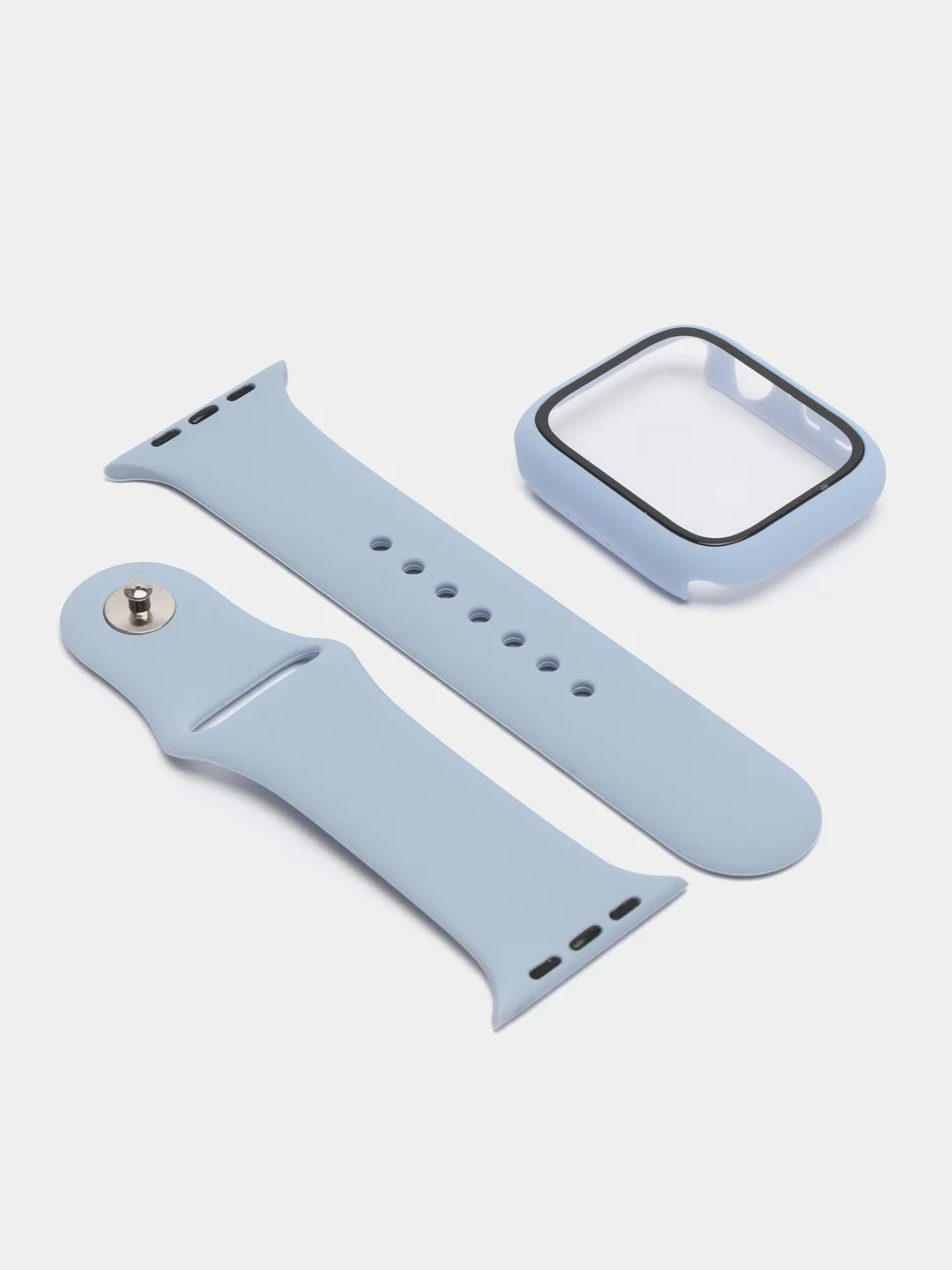 Небесно-голубой бампер с защитным стеклом и ремешком для Apple Watch 38/40/41/42/44/45/49