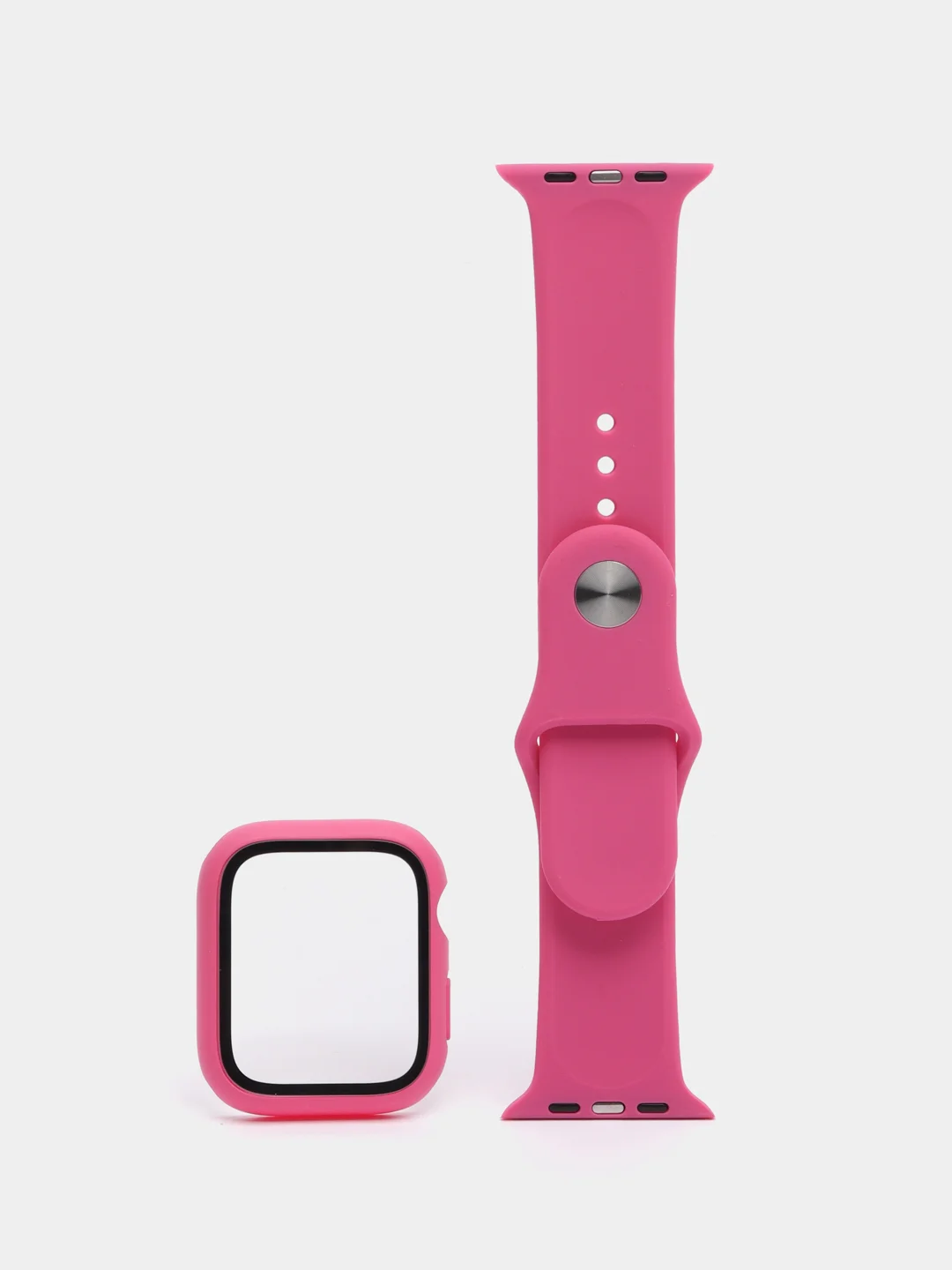 Фуксия бампер с защитным стеклом и ремешком для Apple Watch 38/40/41/42/44/45/49