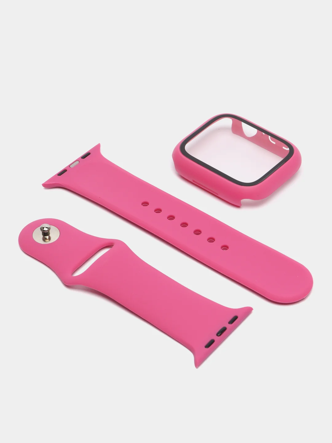 Фуксия бампер с защитным стеклом и ремешком для Apple Watch 38/40/41/42/44/45/49