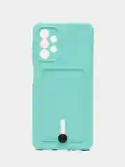 Бирюзовый чехол Samsung Galaxy A13 (Самсунг Галакси А13 4G), силиконовый, с карманом для карты