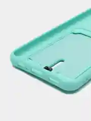 Бирюзовый чехол Samsung Galaxy A13 (Самсунг Галакси А13 4G), силиконовый, с карманом для карты