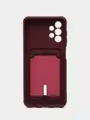 Бордовый чехол Samsung Galaxy A13 (Самсунг Галакси А13 4G), силиконовый, с карманом для карты