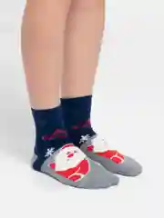 Синий носки  с новогодним принтом