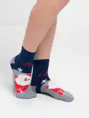 Синий носки  с новогодним принтом