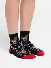 Угольный носки с новогодним принтом