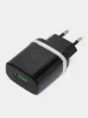 Черный сетевое зарядное устройство Hoco C12Q  + кабель micro USB Быстрая зарядка Quick Charge 3.0